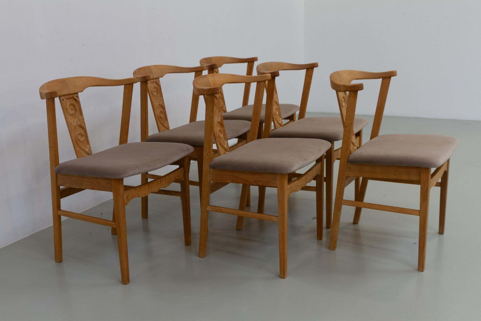Danish Brutalist Oak Dining Chairs By Henning Kjærnulf, 1960s. Set Of 6. photo buy