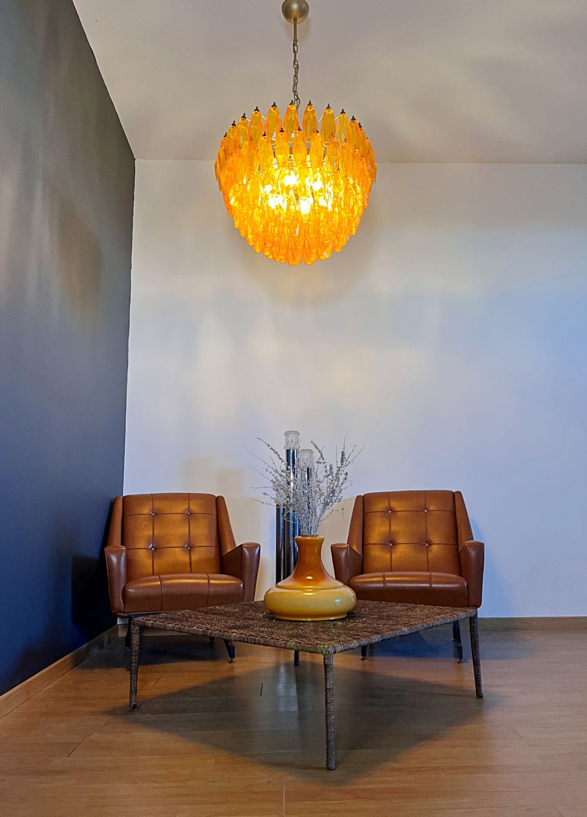 2415.0 Amazing Murano Glass Chandelier – 111  Amber Poliedri photo