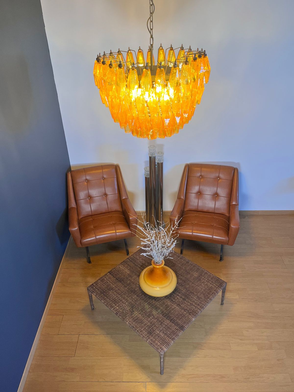 photo buy Amazing Murano Glass Chandelier – 111  Amber Poliedri