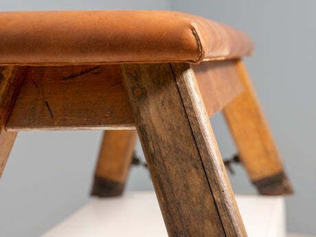 1981.0 European Vintage Leather Gym Bench Or Table, 1950s photo