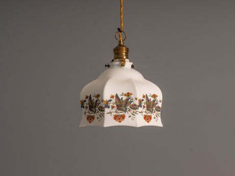 Glazen Hanglampenkap, Vintage, Handgeschilderd photo furniture
