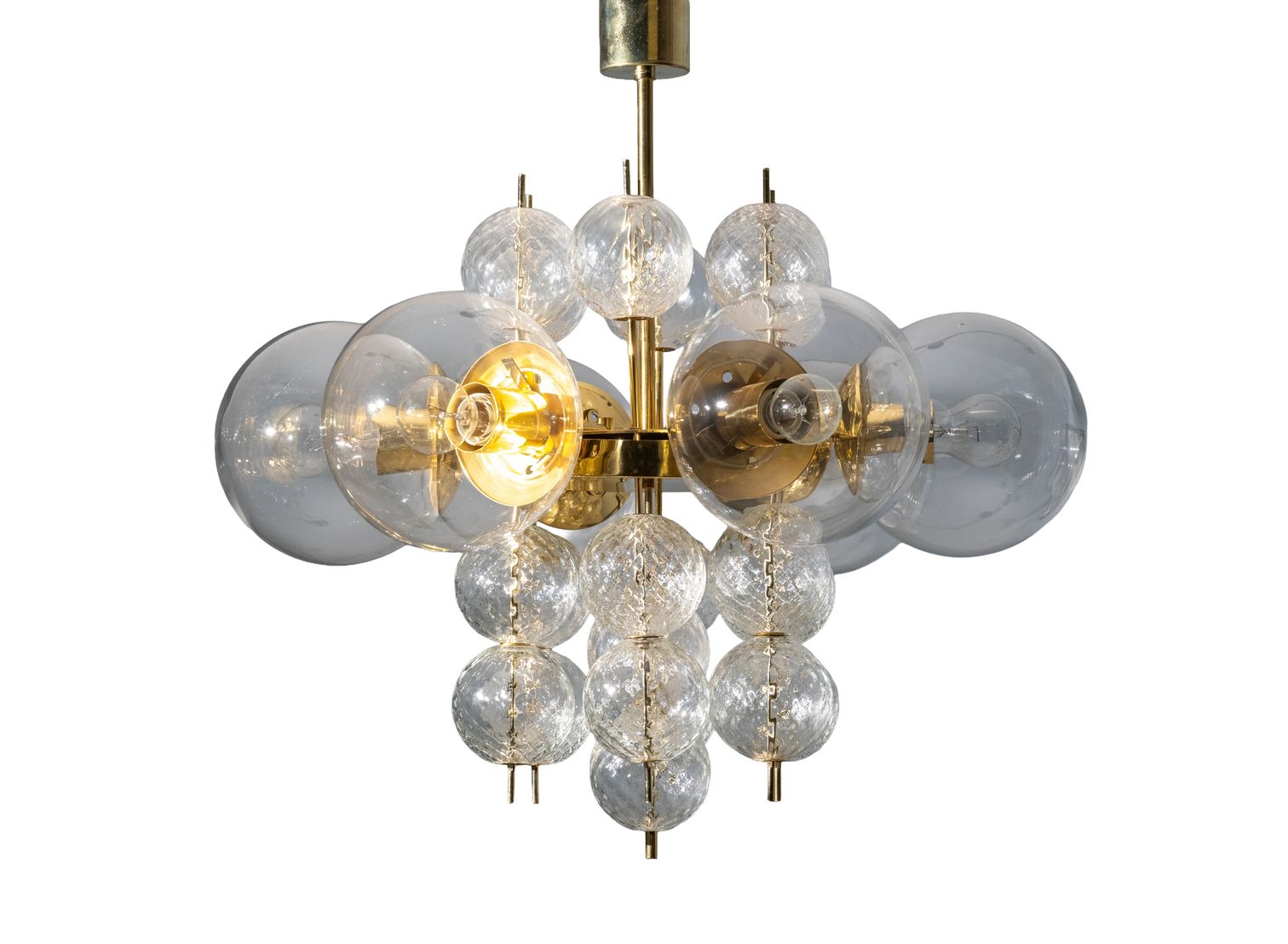 Mid Century Brass And Glass Chandelier, Europe, 1960s