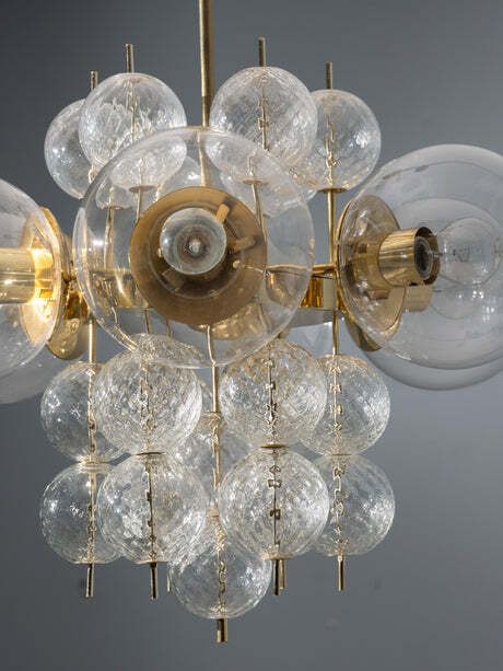 Mid Century Brass And Glass Chandelier, Europe, 1960s photo for sale