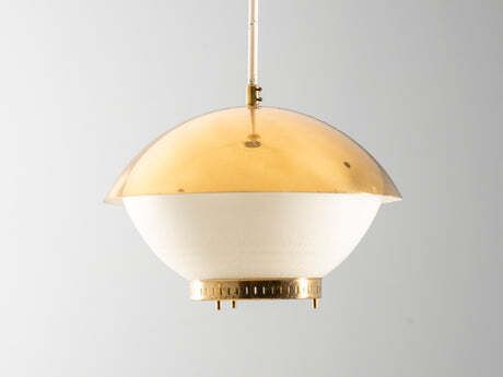 Grote Messing Hanglamp Met Gegraveerd Opalineglas photo 820.0