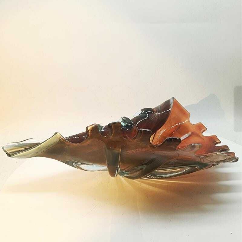 photo furniture 1960s Large Shell Sculpure In Hand   Worked Murano Glass. Made In Italy . 34 Cm. / 13.38 Inches.