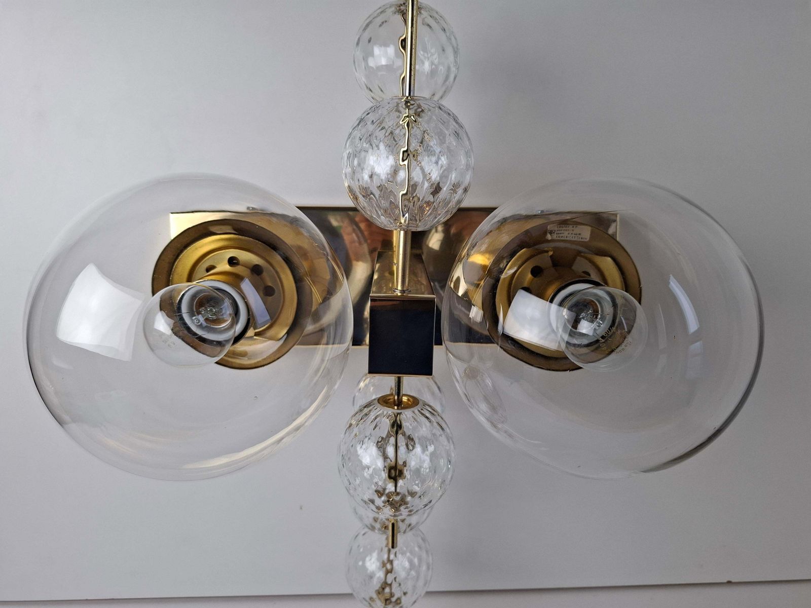 Midcentury Czech Brass And Glass Wall Sconce By Kamenický šenov, 1970s photo 657.0