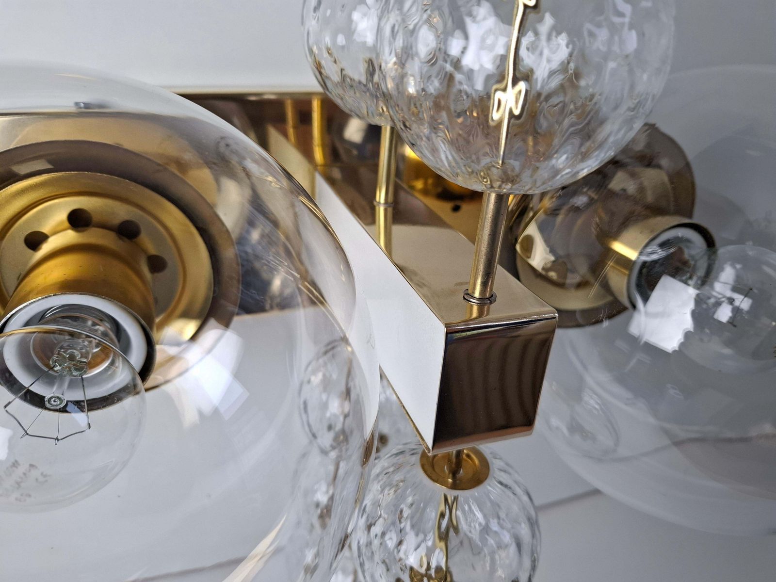 photo buy Midcentury Czech Brass And Glass Wall Sconce By Kamenický šenov, 1970s
