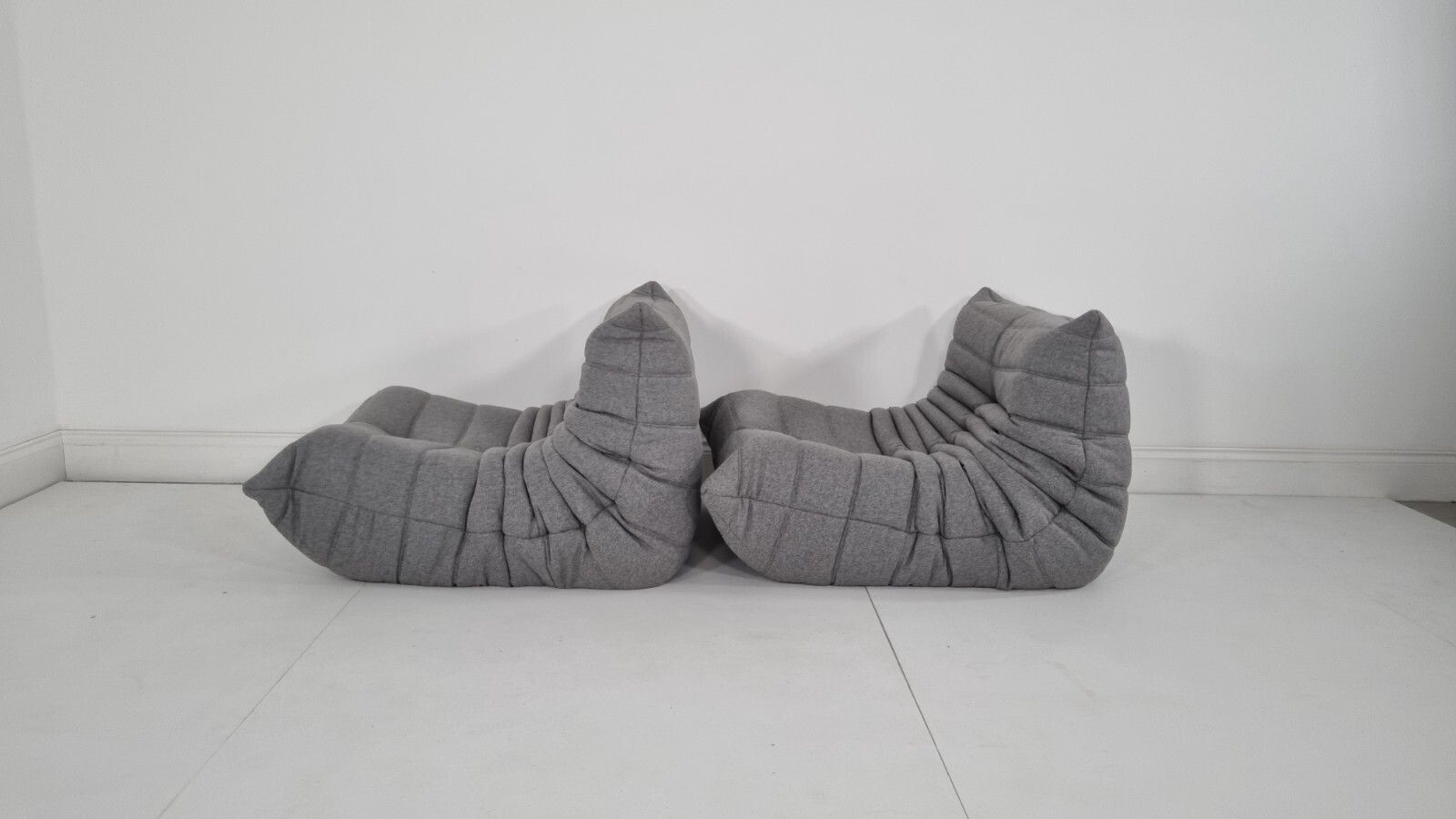 Furniture Ligne Roset Pair Of Togo Chairs In Grey Wool Immaculate photo