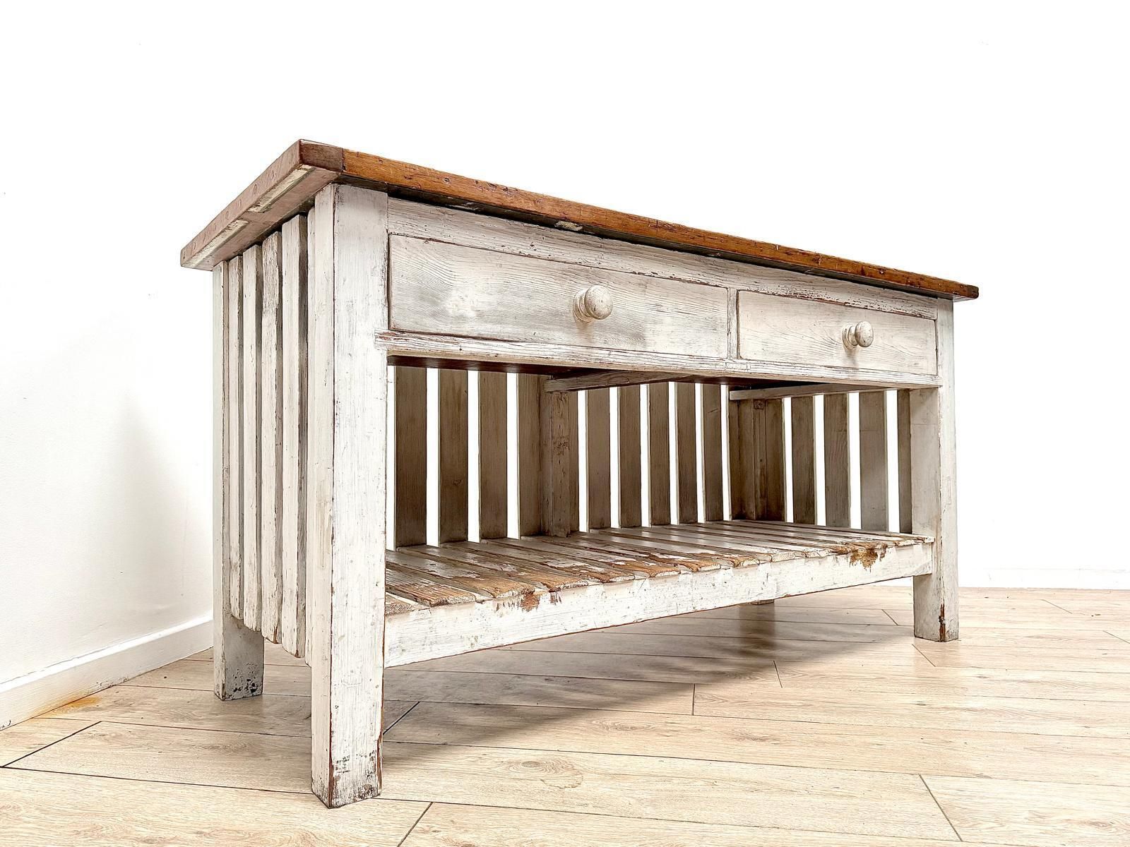 French Country House Vintage Pine Bakers Island Table Delivery Available 0035. photo Furniture