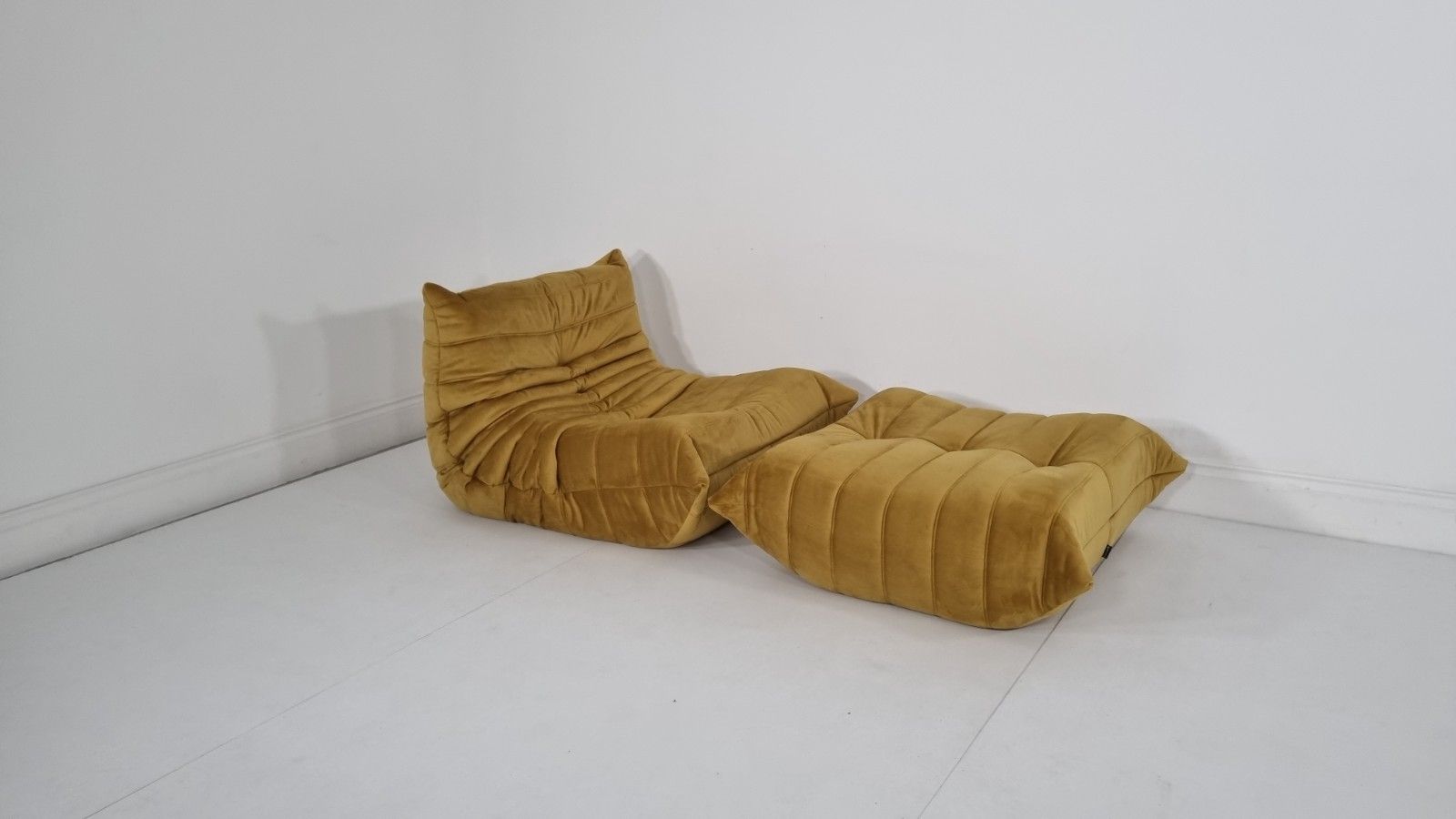 Ligne Roset Togo Chair And Footstool In Bronze Gold Velvet Immaculate photo Furniture