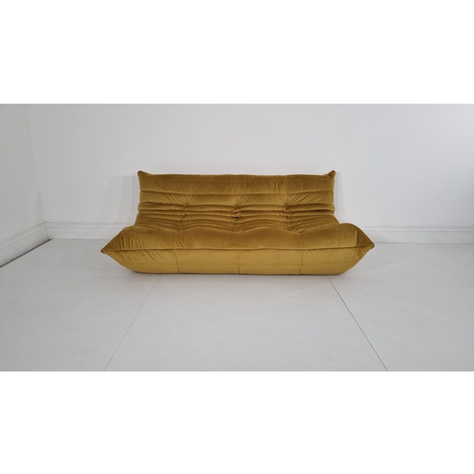 Ligne Roset Togo 3 Seater In Bronze Gold Velvet Excellent Condition