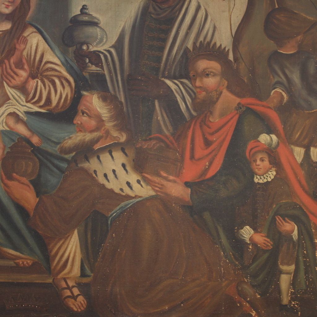 19th Century Spanish Painting Adoration Of The Magi photo 1500.0