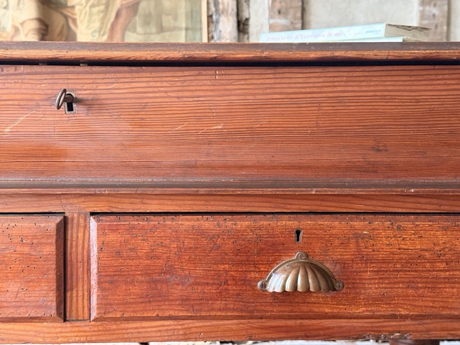 899.0 Antique Pitch Pine Rustic Farmhouse (Richard Smith) School Table Desk 1860 C photo