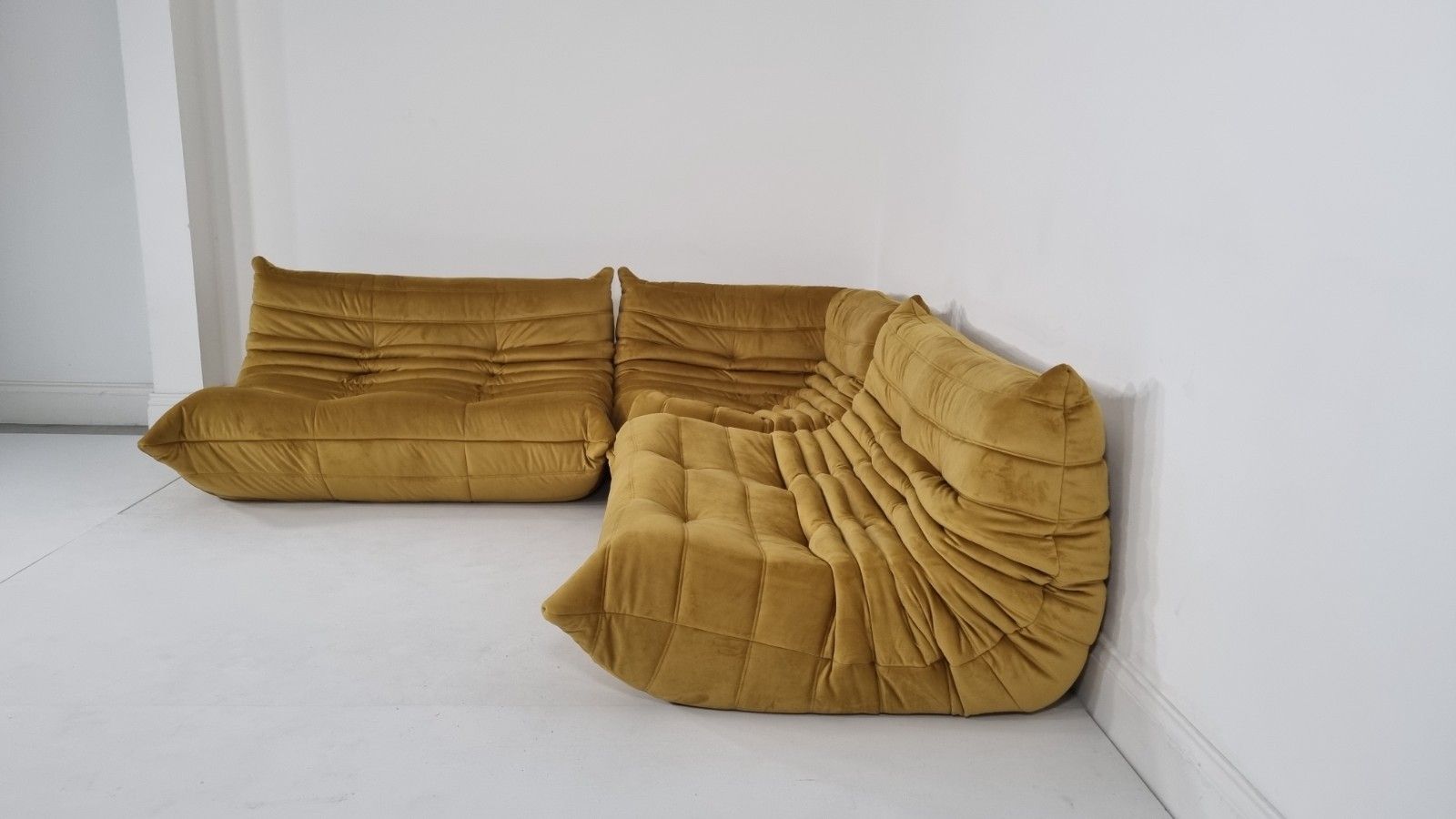 Ligne Roset Togo 2 X 2 Seater And Corner In Bronze Gold Velvet photo buy
