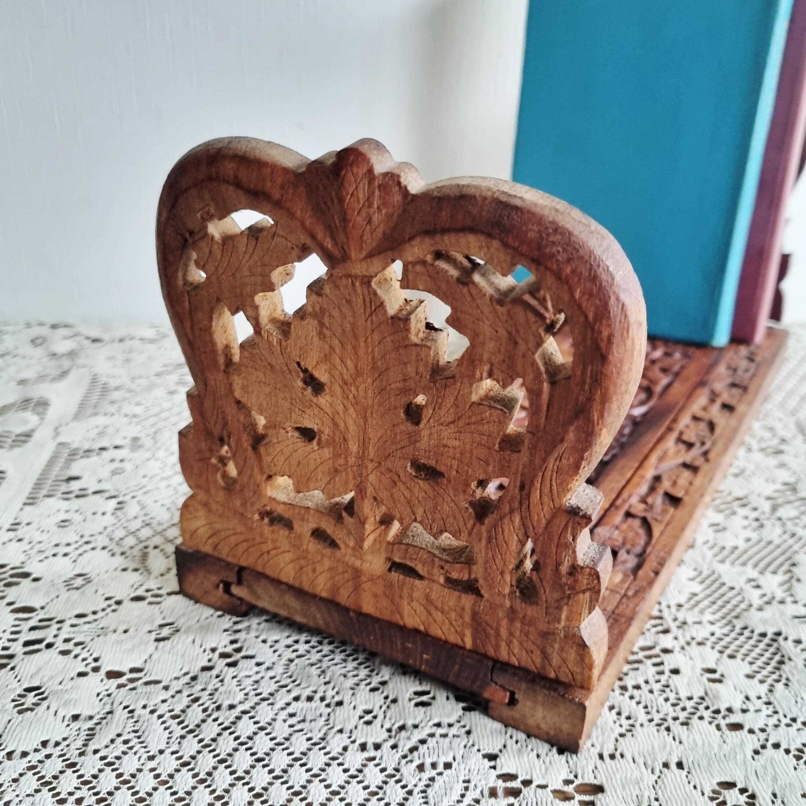 photo furniture Vintage Indian Wood Bookrest/Bookshelf/Book Trough
