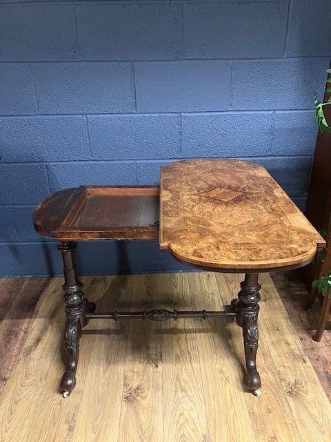 Victorian Antique Card / Games Table In Burr Walnut photo for sale