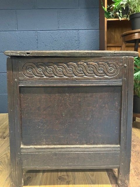 photo for sale Antique Coffer Oak 17th Century  Blanket Chest Charles I / II Gothic Style Trunk