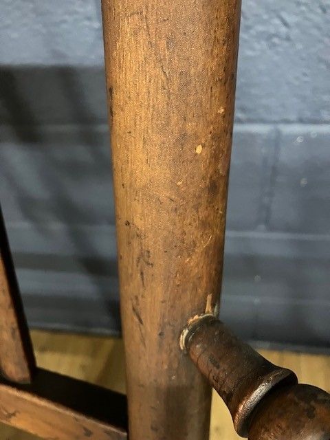 Antique Elmwood Lancashire Wool Winding Chair W. Rush Seat photo buy