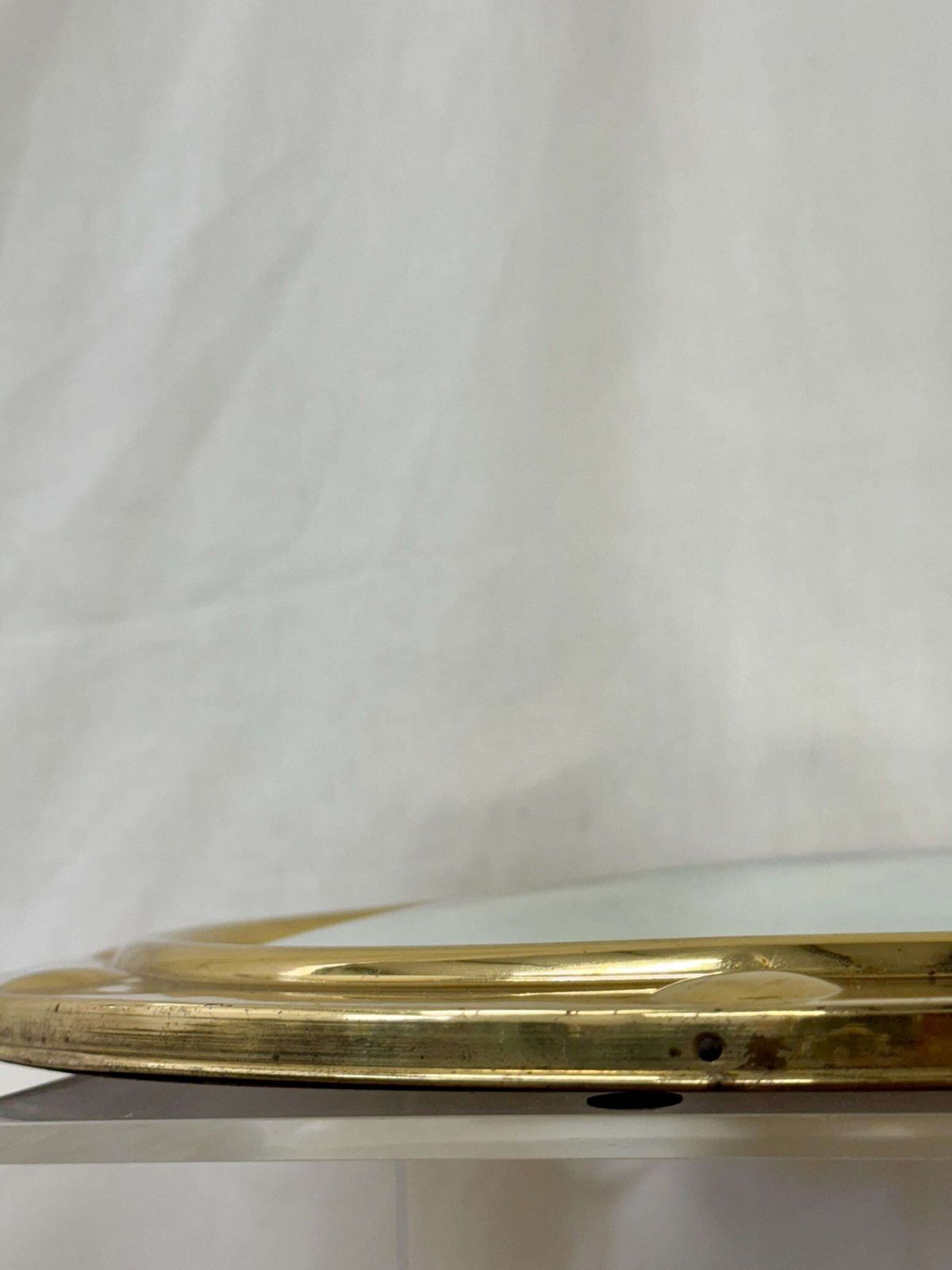 Vintage Brass Porthole Convex Mirror photo 78.0