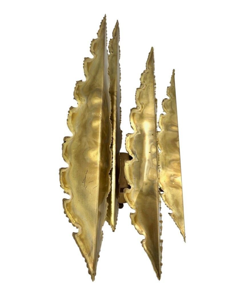 photo buy A Pair Of Large 5 Frond 1960s Torch Cut Brass Wall Scocnes By Holm Sorensen