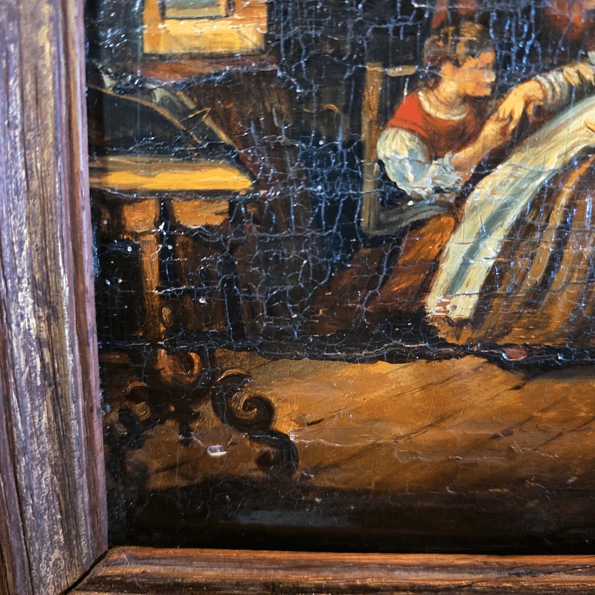 Antique Painting After A Work By Gerrit Dou, 19th Century photo vintage