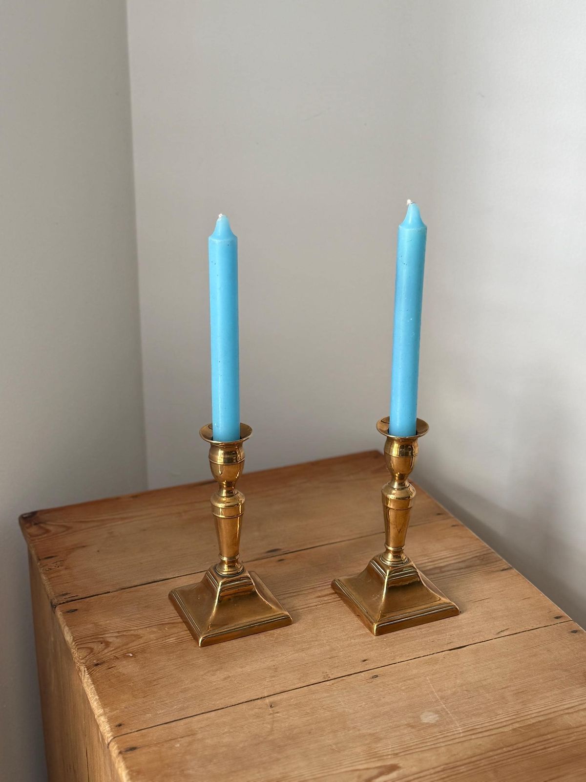 Antique Pair Of Brass Candle Holders photo furniture
