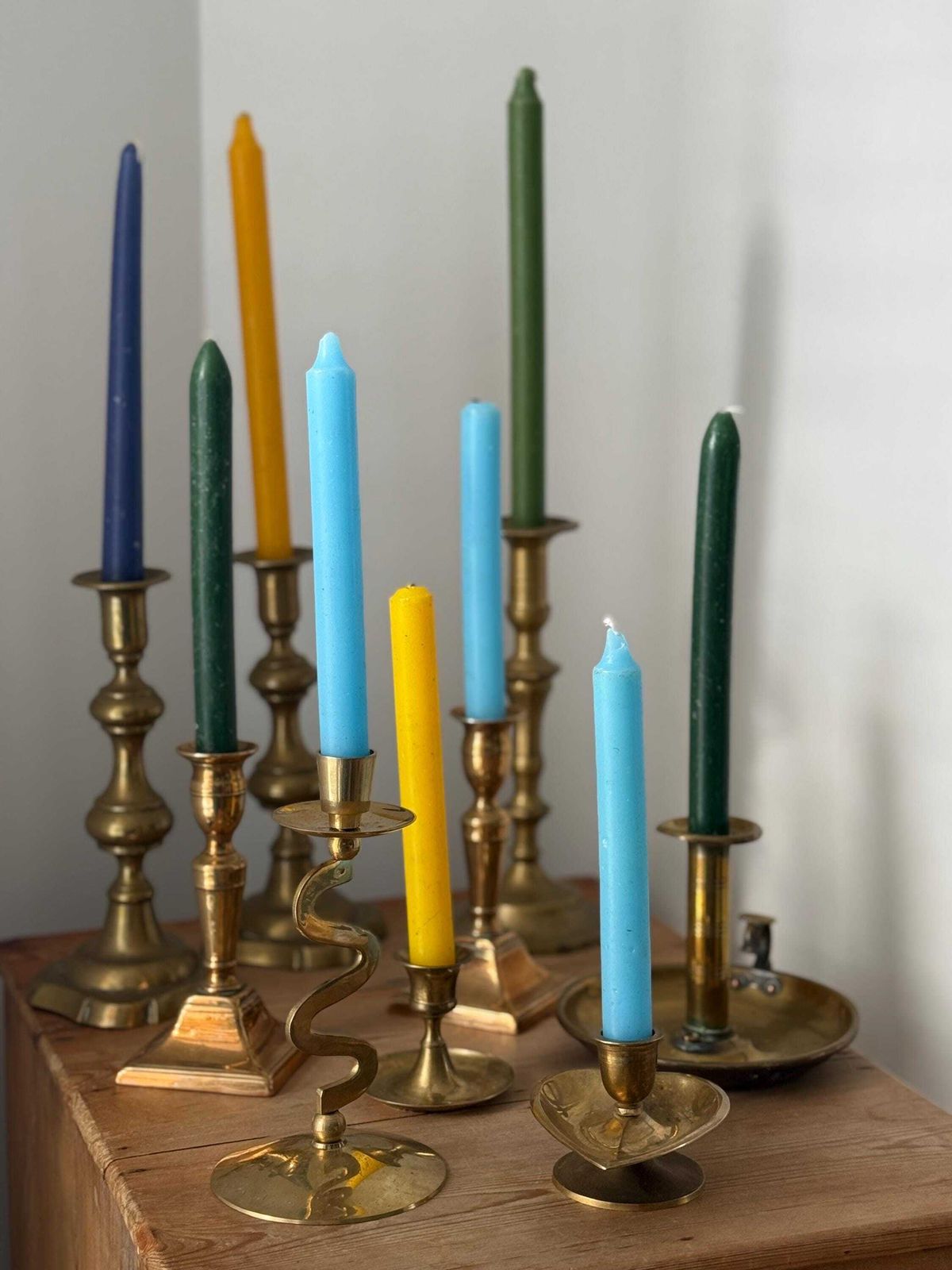 Antique Pair Of Brass Candle Holders photo vinterior