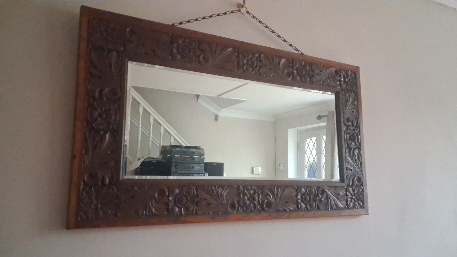 French 19th Century Baroque ,Carved Oak Bevelled Edge Mirror photo buy