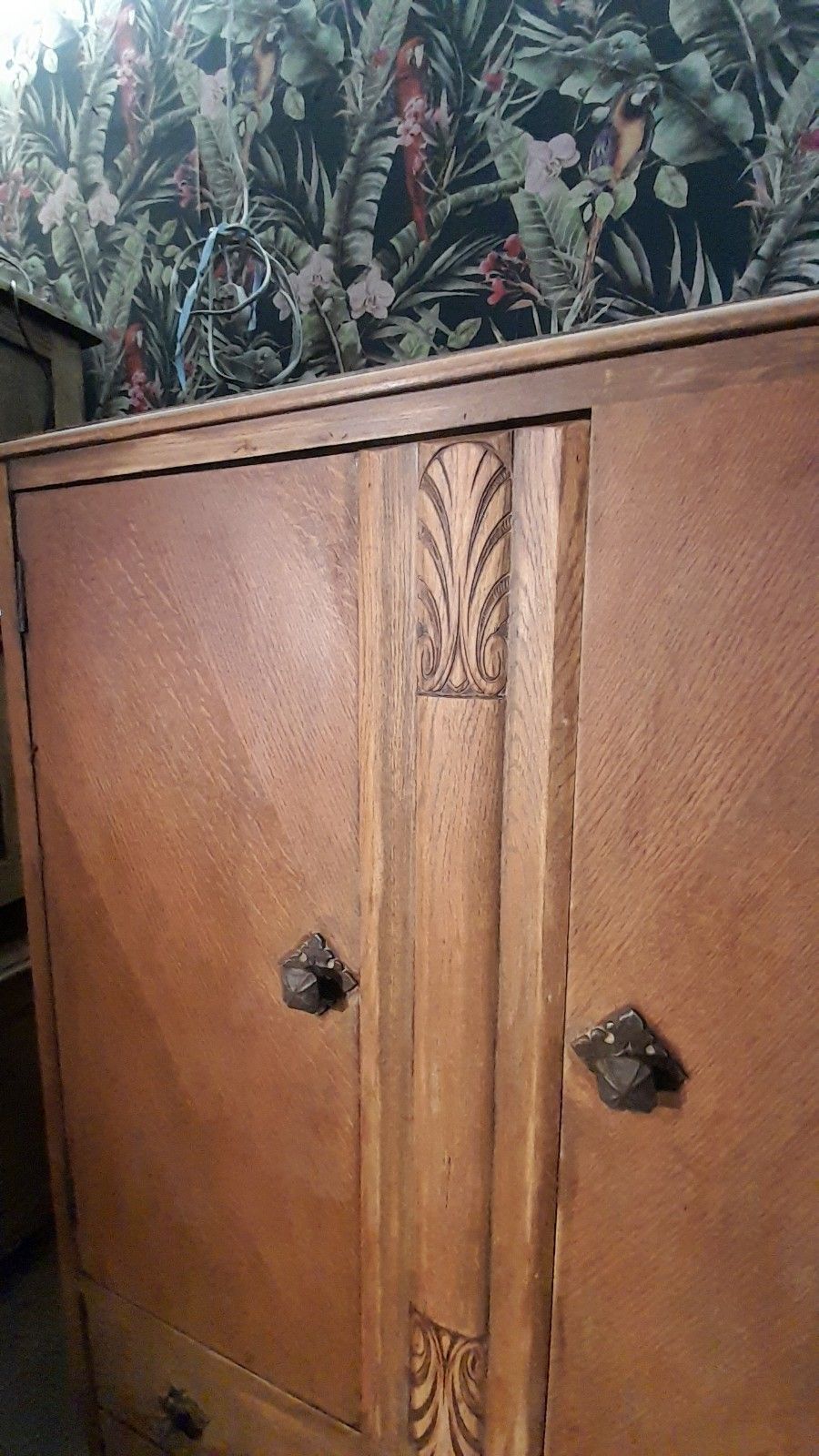 Art Deco Oak Tallboy With 2 Doors ,2 Drawers  And Original Handles photo 399.0