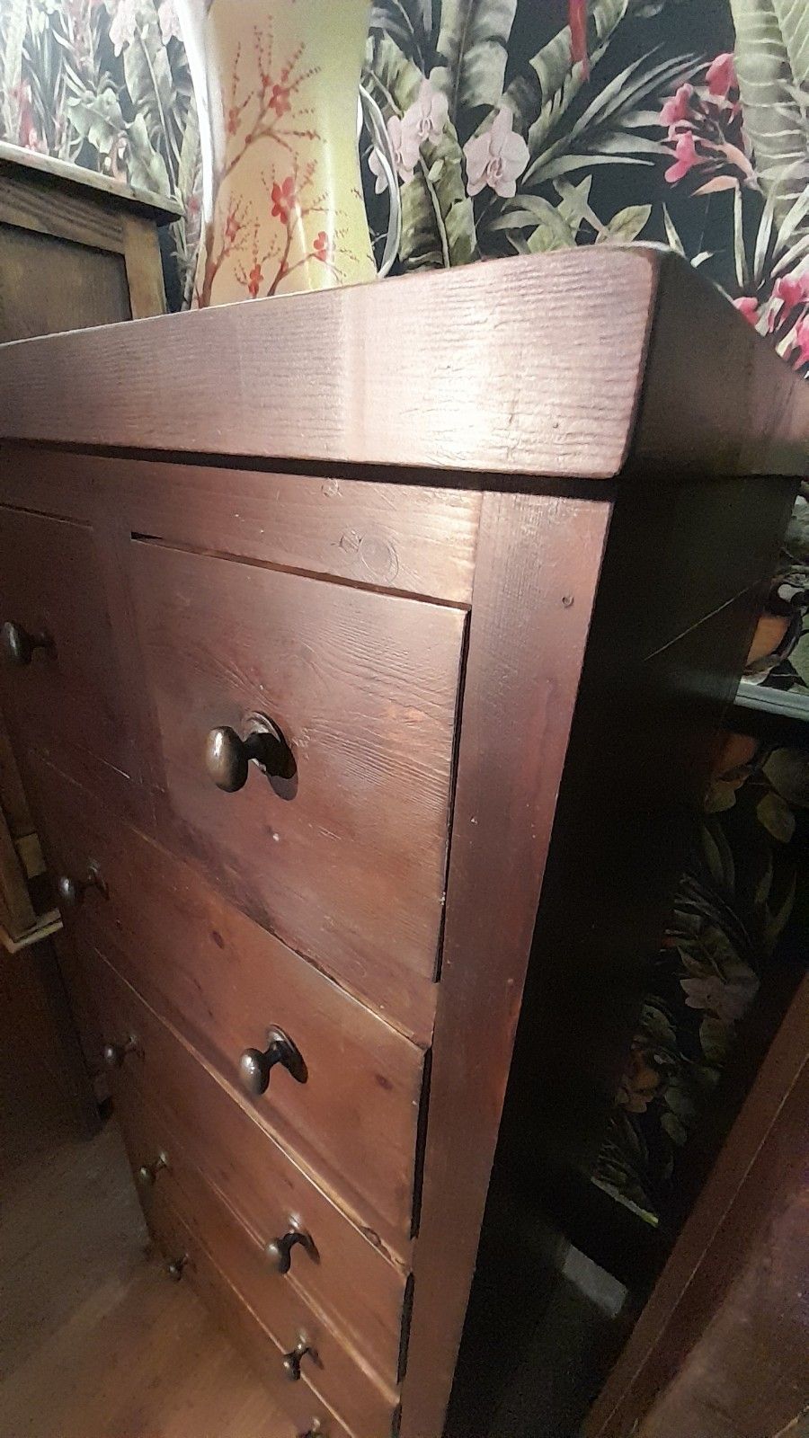 Pair Of Thick Solid Stained  Pine Tall Chests Of Drawers, Hand Made photo Furniture