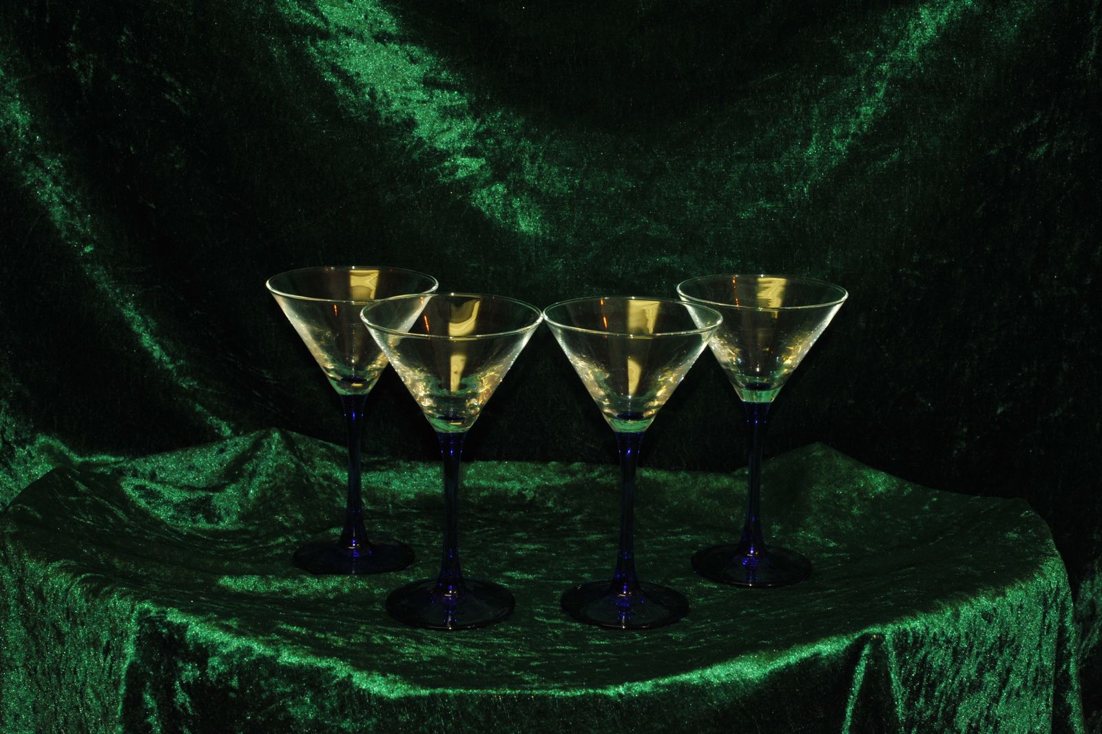 Vintage French Champagne Coupe Glasses Blue Stems Set Of 4 photo vintage
