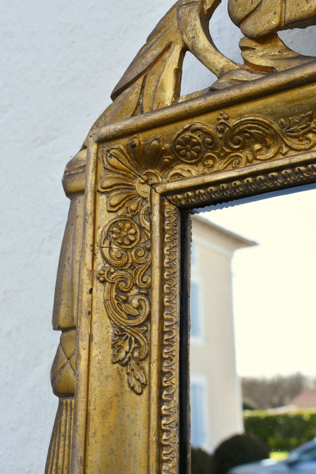 French Gilt Wood Wall Mirror Louis XVI Style, Directoire Period photo 800.0