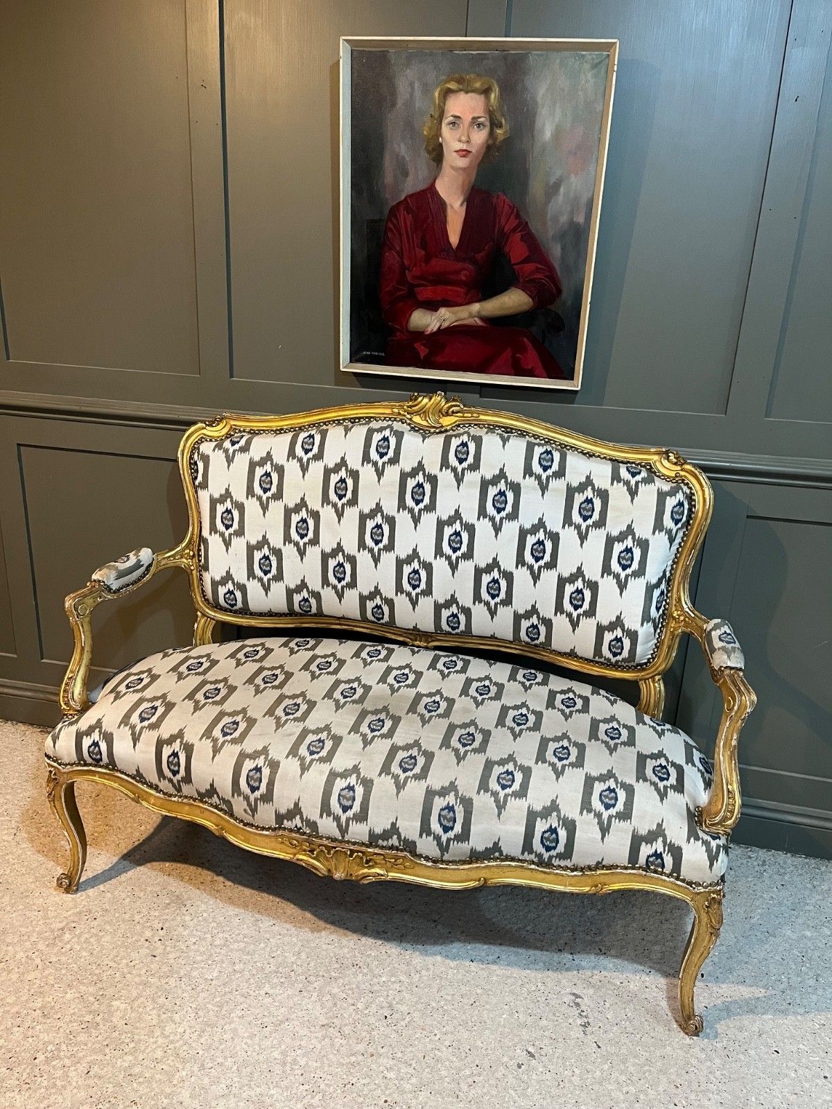 Antique French Sofa In Gilded & Carved Wood Louis XV Style photo vinterior