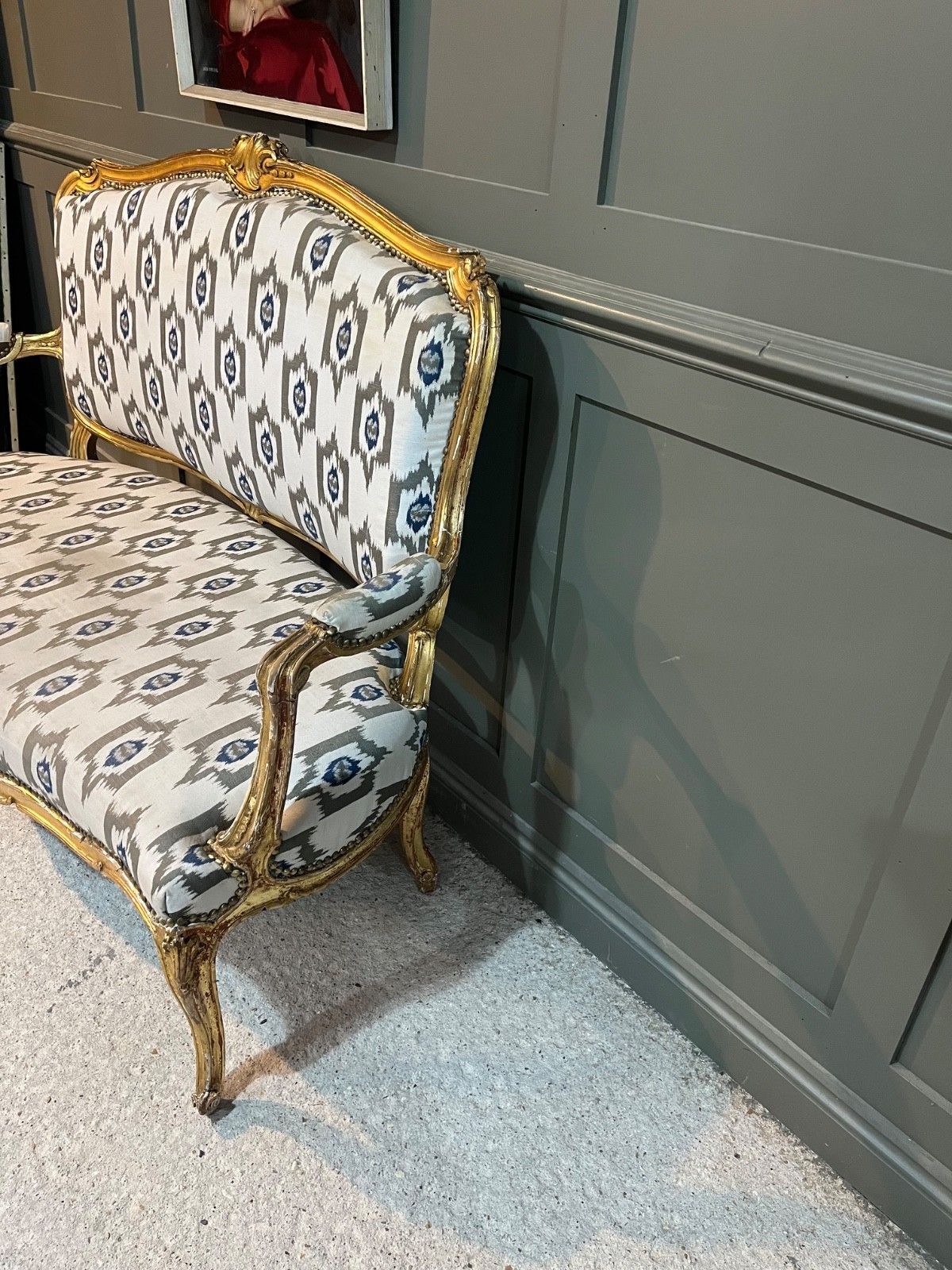 Antique French Sofa In Gilded & Carved Wood Louis XV Style photo buy