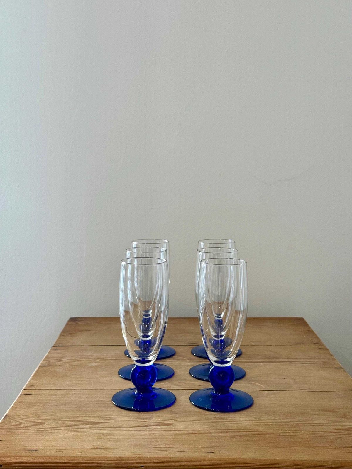 Vintage French Cobalt Blue Champagne Flutes photo furniture