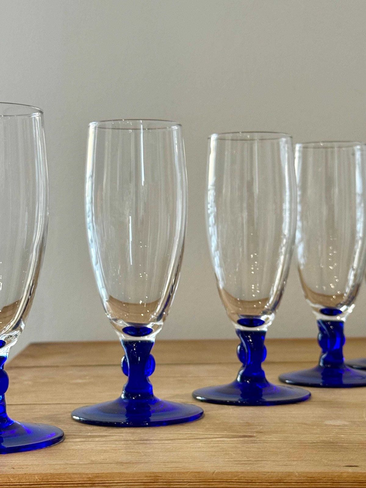 Vintage French Cobalt Blue Champagne Flutes photo Home Decor