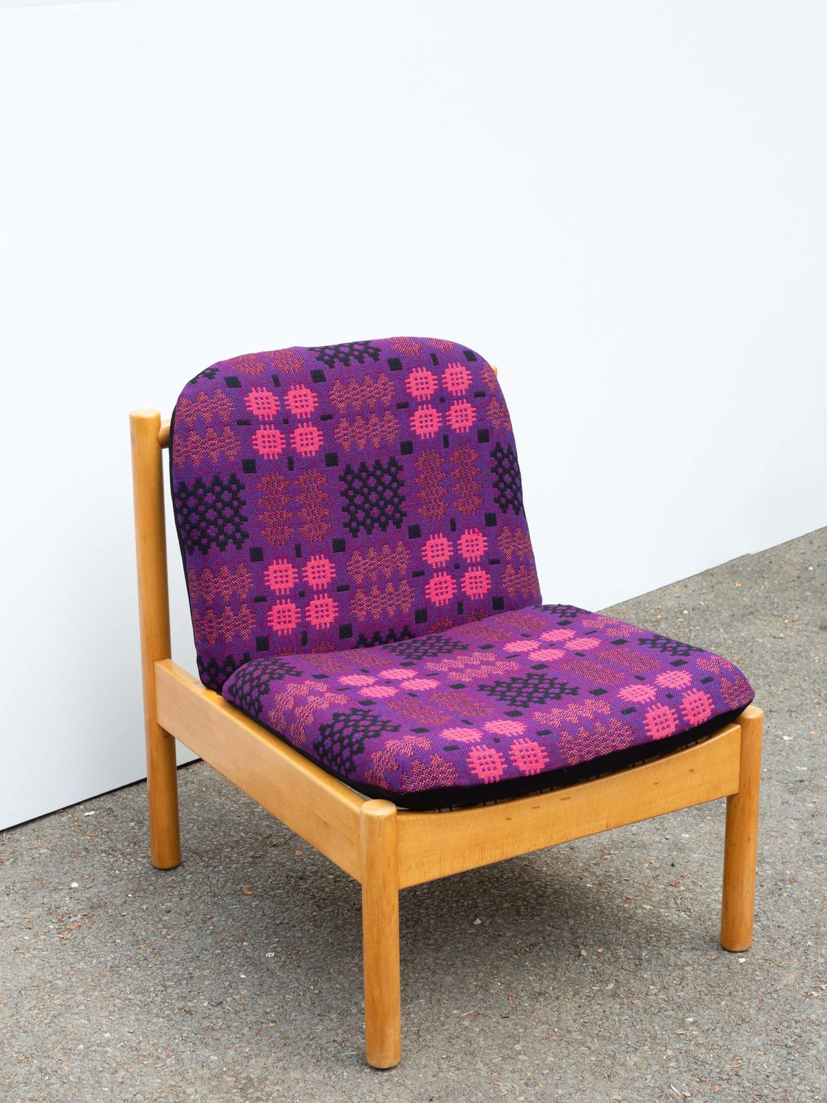 Vintage Ercol Modular 747 Lounge Chair Fully Restored Pink/Purple/Black Wool Covers