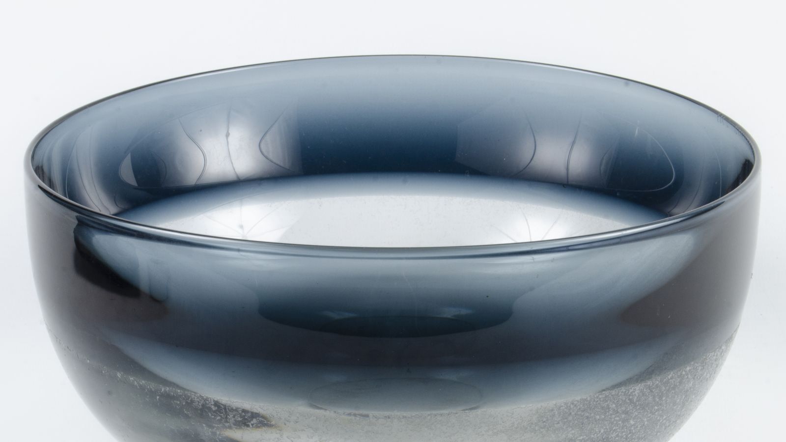 1960s Scandinavian Modern Blue Tinted Art Glass Decorative Bowl By Timo Sarpaneva, Finland photo Home Decor