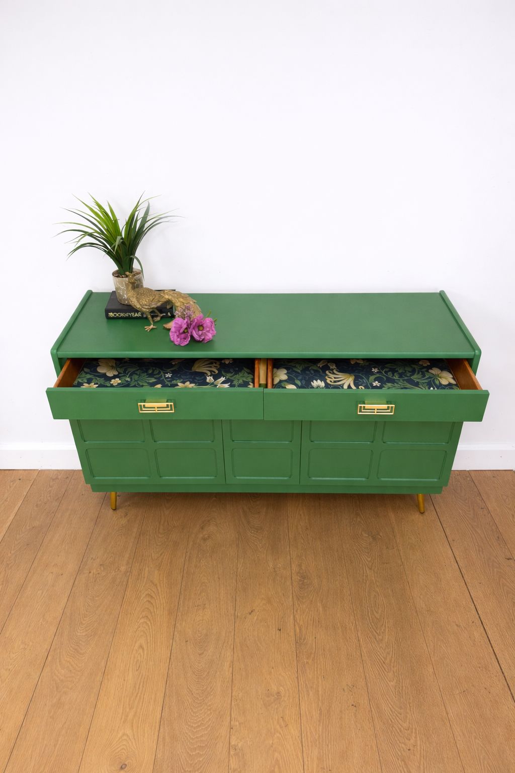 Refinished Mid Century Bright Green Nathan Drinks Sideboard Tv Stand photo vintage