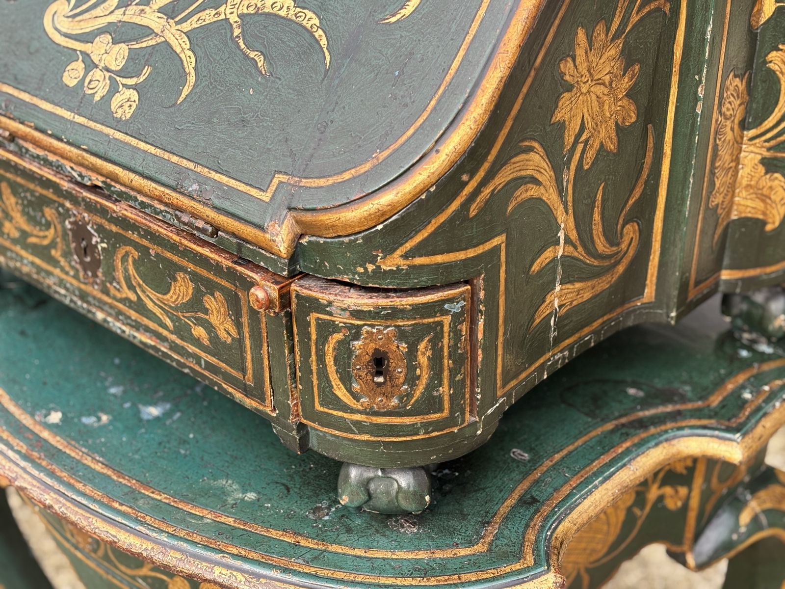 18th Century Venetian Painted Travelling Bureau On Table photo Furniture