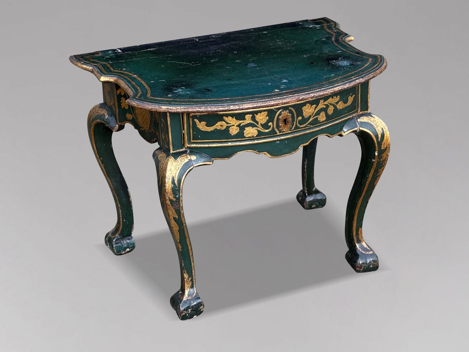 Furniture 18th Century Venetian Painted Travelling Bureau On Table photo