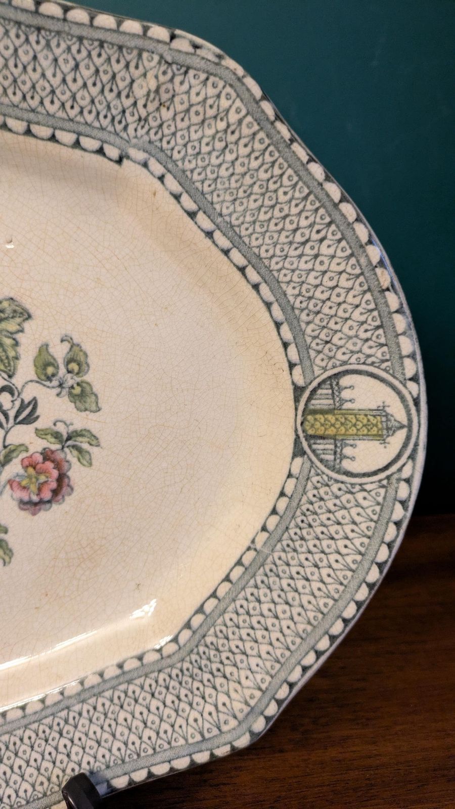 Antique S F & Co B Ltd Minaret Platter 37cm | Lincoln Pottery England | Chinoiserie Bird Design | C.1912–1939 photo for sale