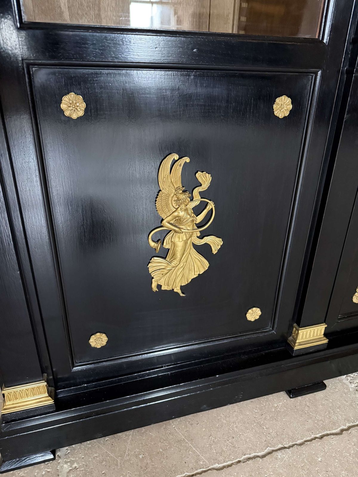Furniture Late 19th Century French Empire Style Ebonised Bookcase photo