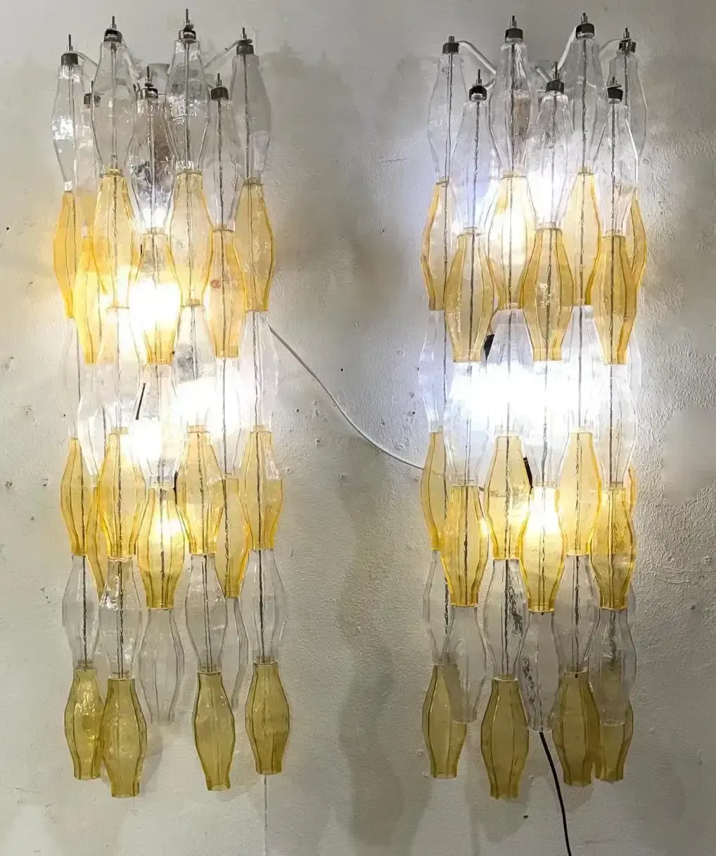 Pair Of Murano Glass “Poliedri” Wall Sconces By Carlo Scarpa For Venini, 1960s photo Lighting