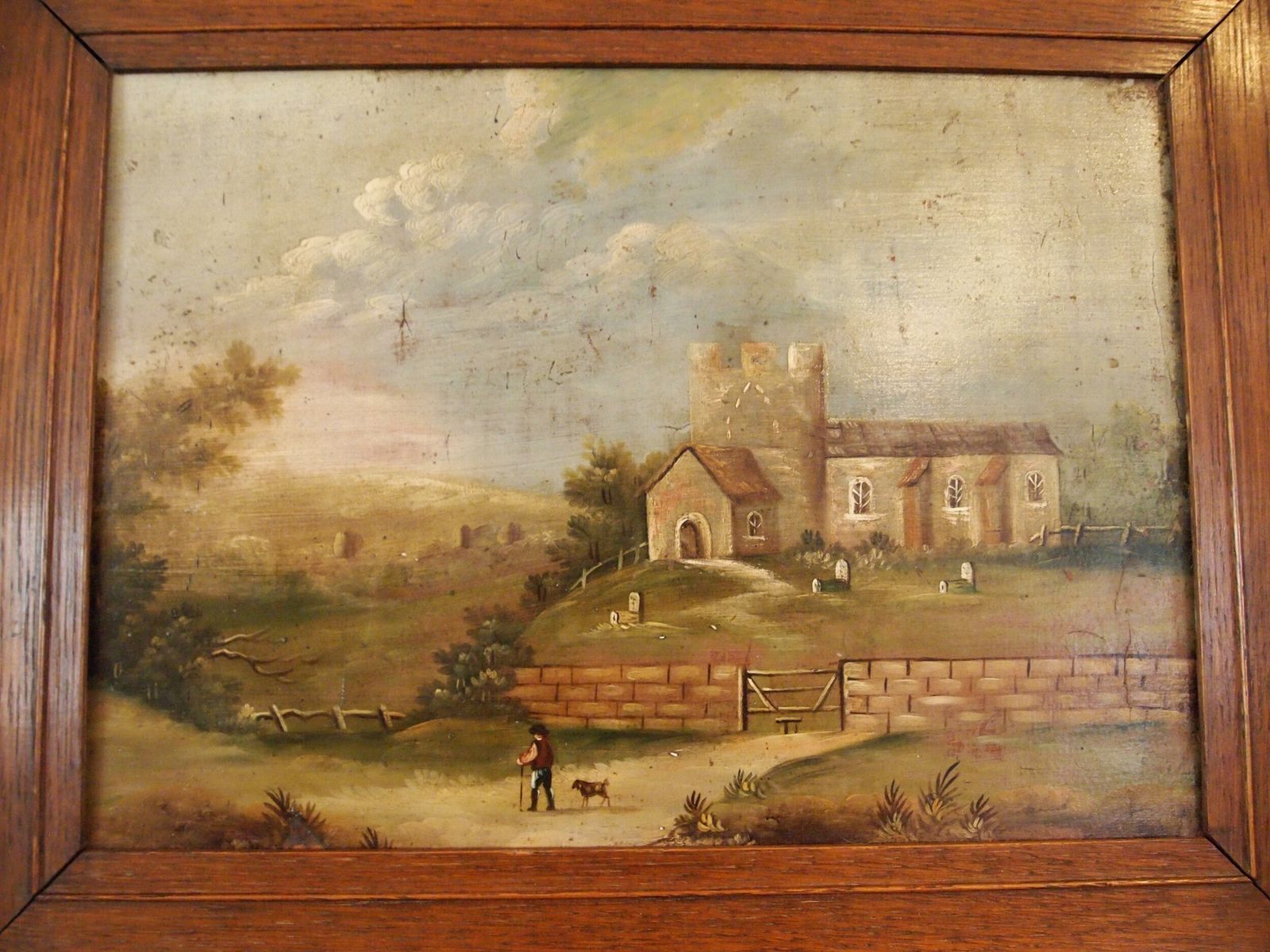 Painting Naive Folk Art Primitive Oil On Board C1850 photo furniture