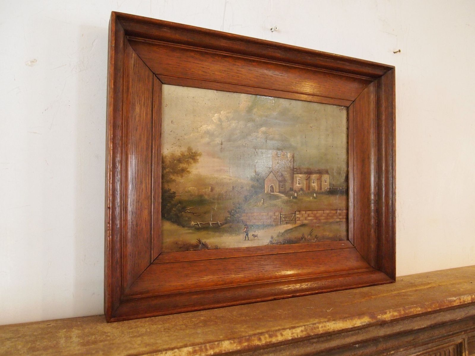 Painting Naive Folk Art Primitive Oil On Board C1850 photo for sale