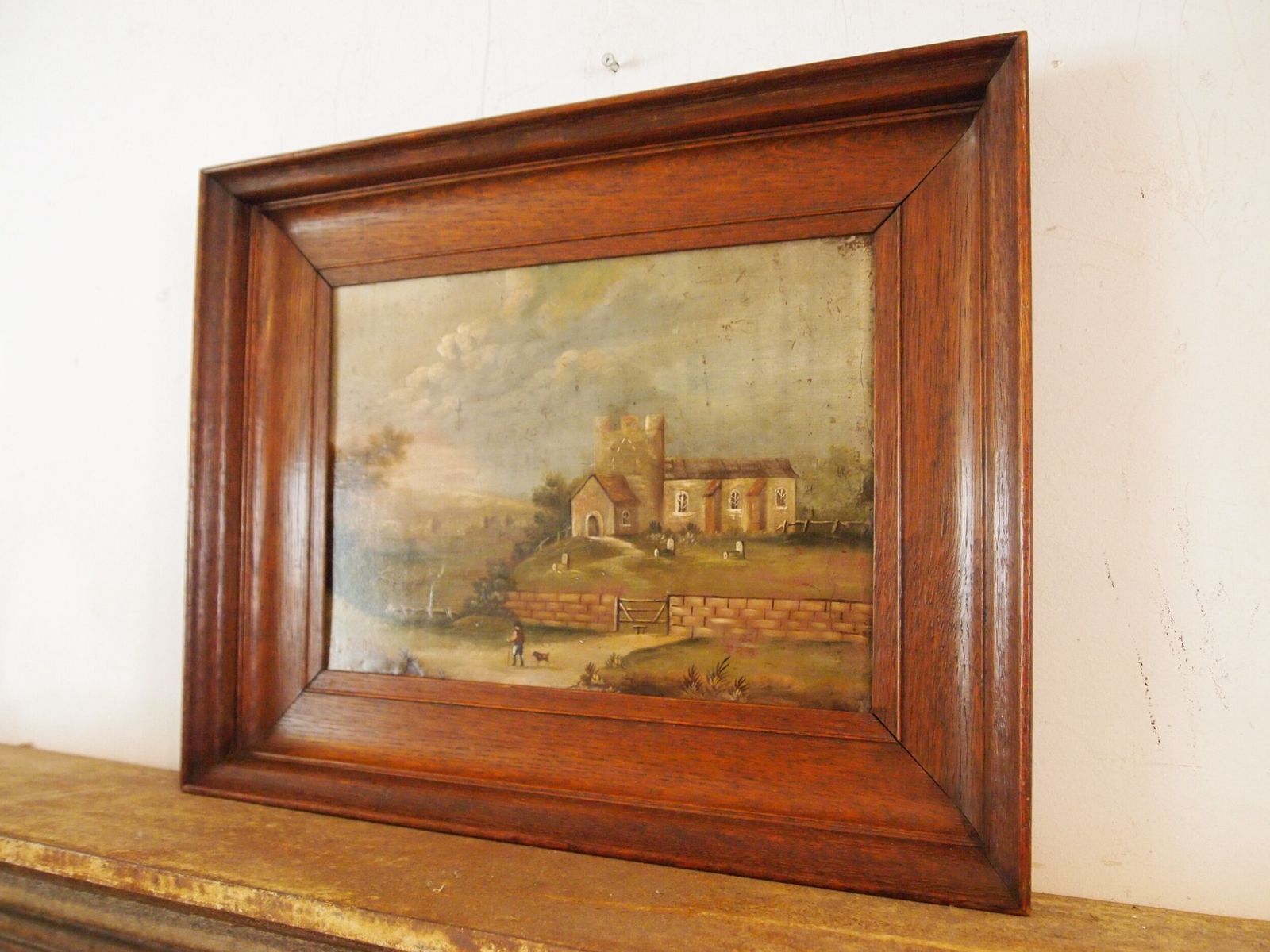 Painting Naive Folk Art Primitive Oil On Board C1850 photo Art