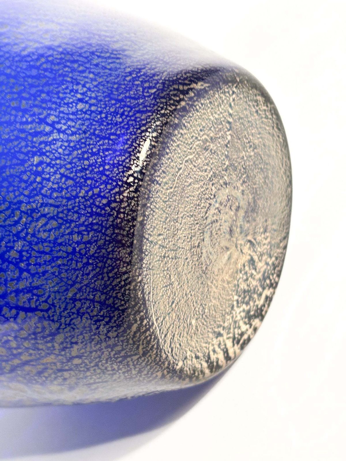 photo furniture Blue Murano Glass Vase With Silver Inserts, Il Vetro Dei Dogi, 1980s