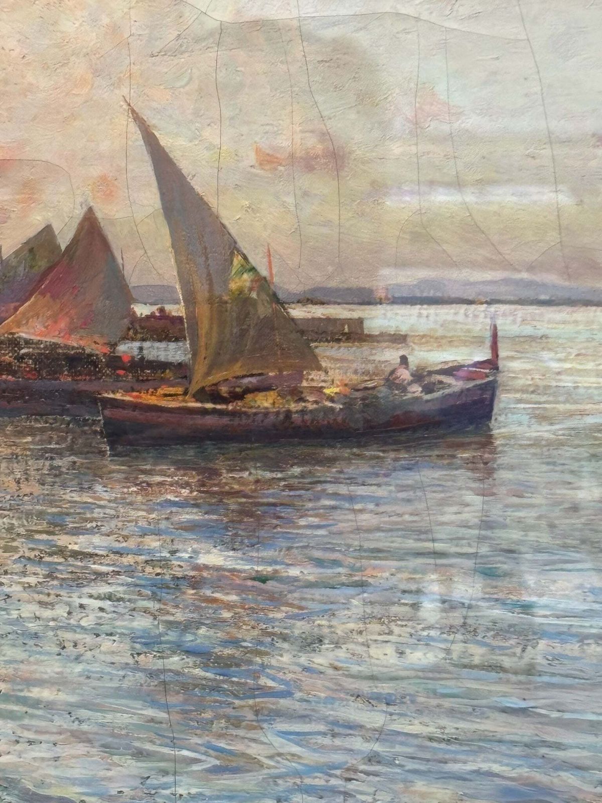 photo for sale Oil Painting On Panel Of Marina By Fausto Pratella, 1950s