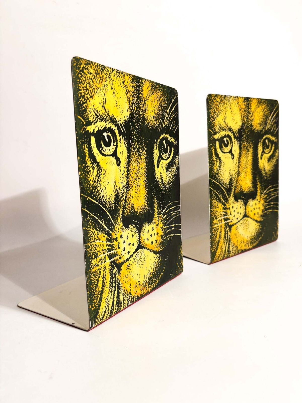 Pair Of Metal Lion And Cat Bookends By Piero Fornasetti, 1960s photo Home Decor